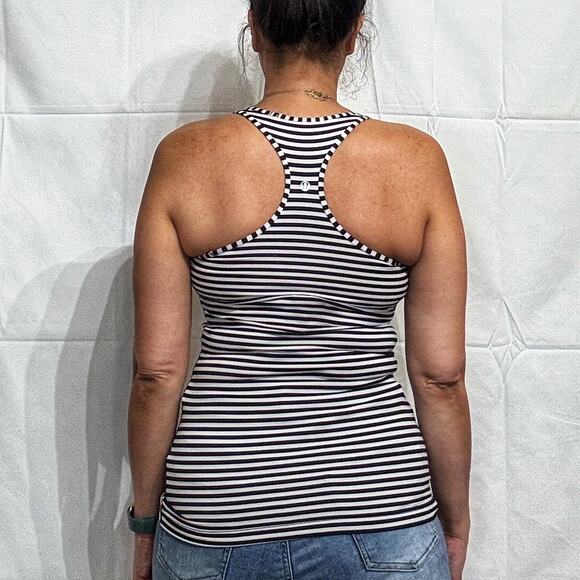 Lululemon Black Striped Razorback Tank Sz 4 - Picture 9 of 11